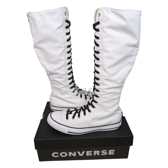 Converse CTAS XXHI Womens 10.5 White Black Canvas Knee High Sneaker Boot NEW - Picture 8 of 12